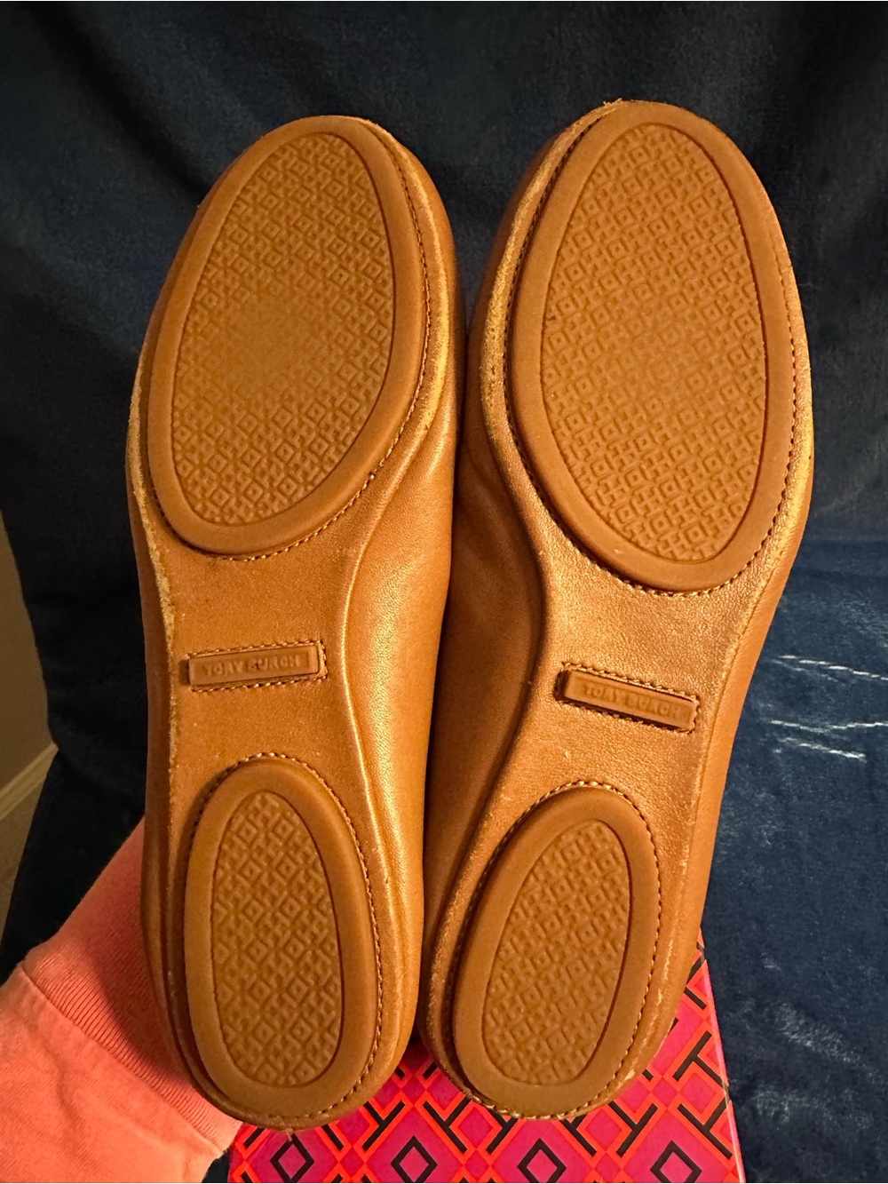 Tory Burch Chestnut / Praline Leather Ballet Flats with Gold Logo Medallion - Picture 9 of 14